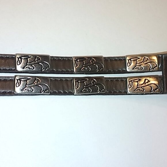 Lady Captiva Black Double Strand Leather Belt with Engraved Silver Accents - Picture 3 of 9